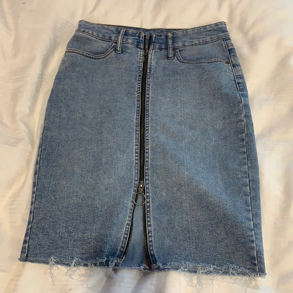 Knee length denim skirt